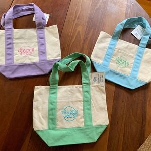 Trader Joe’s Mini Tote Bundle of 3, Purple, Light Blue, Mint Green